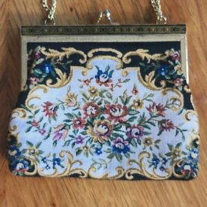 Antique Tapestry Needlepoint Purse VINTAGE